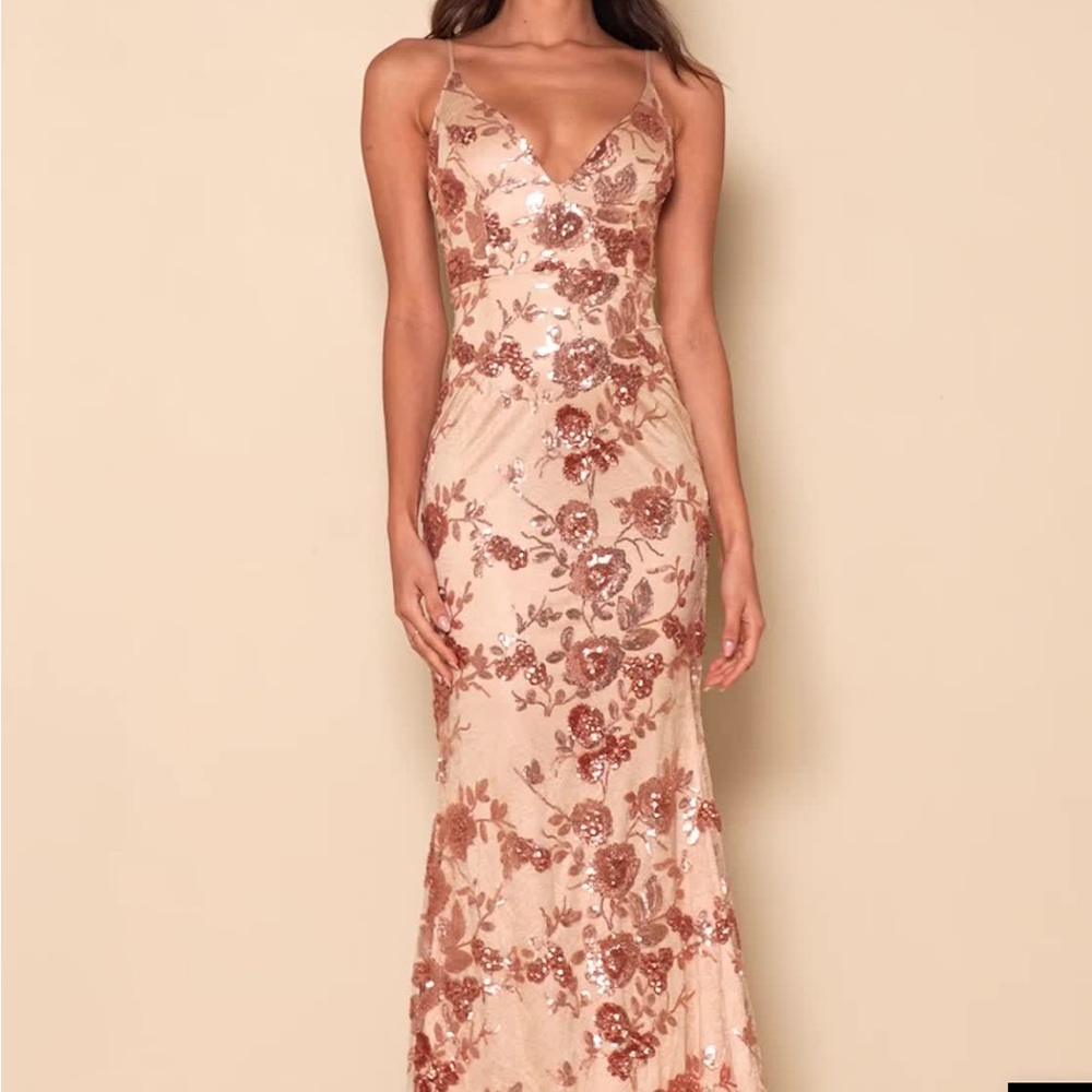 S - Lulu’s Rose Gold Sequin Dress